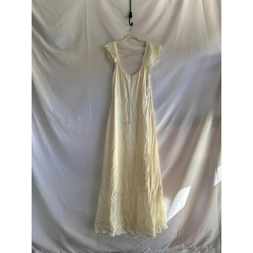 Reformation White Butterfly Dress Size 12 with Stains - Picture 5 of 7